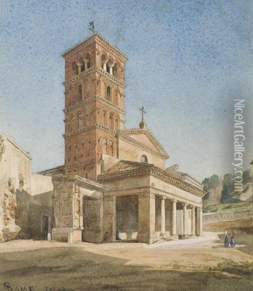 Vue De L'eglise San Giorgio Al Velabro A Rome Oil Painting - Paul Alphonse De Pury