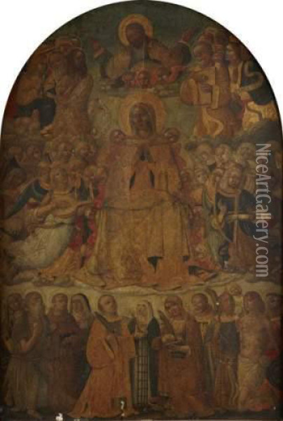 La Communion Des Saints Demandant L'intercession De La Vierge Ou Assomption De La Vierge Oil Painting - Benvenuto Di Giovanni Guasta
