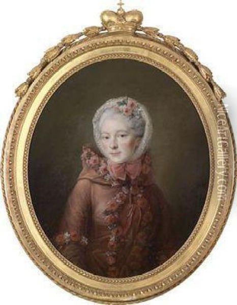 Portrait Of A Young Lady Oil Painting - Francois-Hubert Drouais