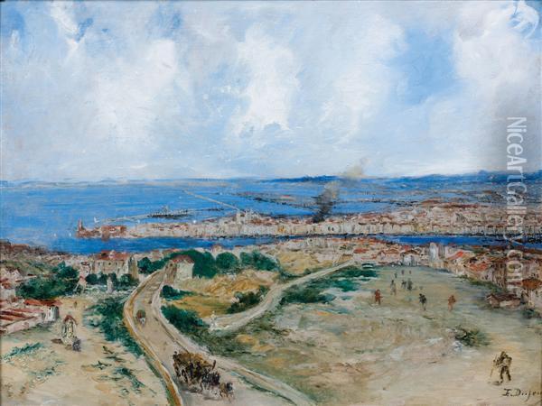 Vue De Marseille Depuis La Colline De Notre-dame De La Garde 
 Panneau Oil Painting - Jacques-Edouard Dufeu