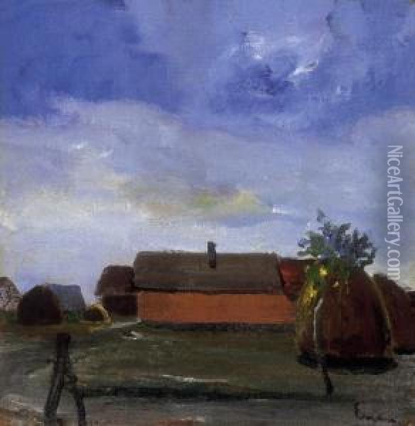 Farm Yard Of The Lowlands Oil Painting - Bela Endre