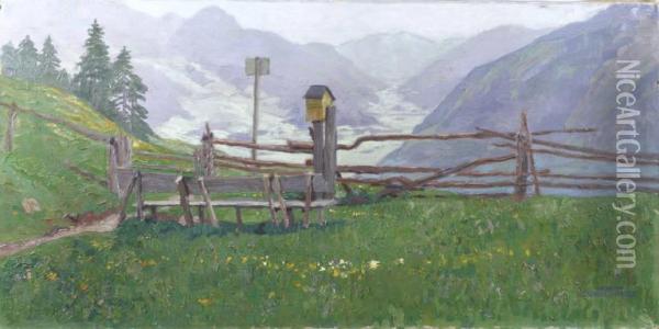 Alpenlandschaft Mit Fernblick Oil Painting - Joseph Engelhardt