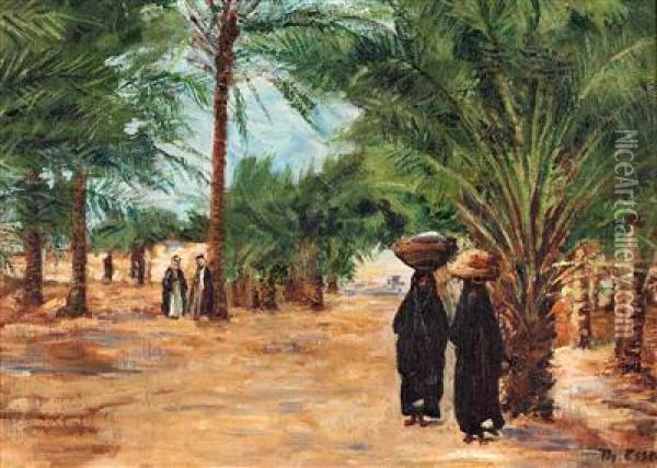 Orientalische Frauen Unter Palmen Oil Painting - Theodor Esser