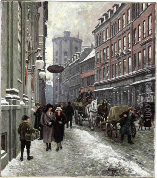 Kobmagergade Oil Painting - Paul-Gustave Fischer