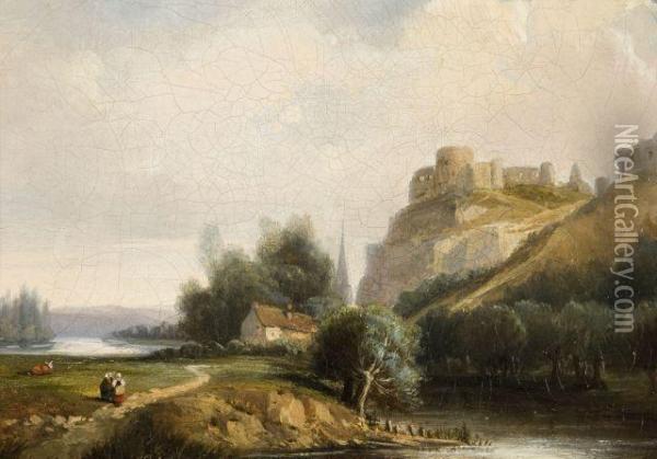 Vue De Chateau Gaillard, Les Andelys Oil Painting - Leon Fleury