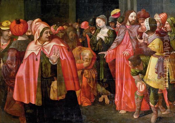 Christus Und Die Ehebrecherin Oil Painting - Ambrosius Francken I