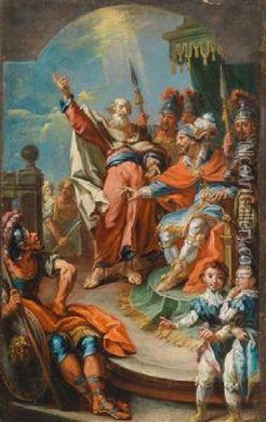 Ein Heiliger Vor Einem Romischenfeldherrn Oil Painting - Eustachius Gabriel