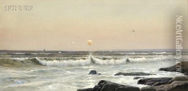 Surf At Sunset Oil Painting - George Howell Gay