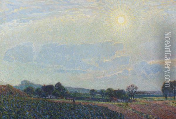 Nevelzon; A Sunny Morning Oil Painting - Leo Gestel