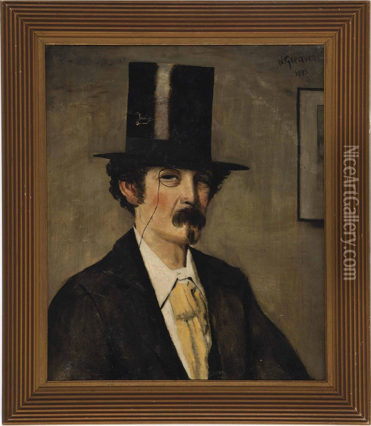 Whistler In A Top Hat Oil Painting - Walter Greaves