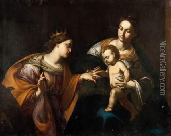 Mariage Mystique De Sainte Catherine Oil Painting - Francesco Guarino