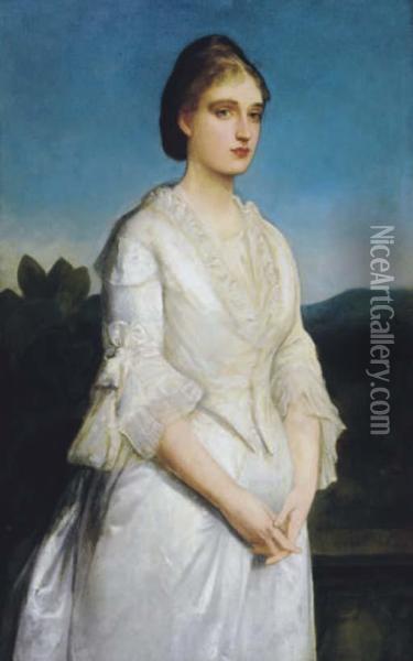 Portrait Of Mrs. S. Dickinson Oil Painting - Edward Charles Halle