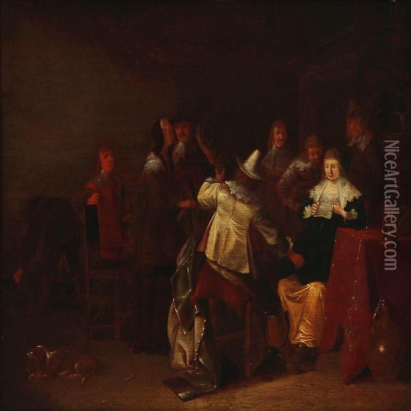 Interior With Musicians Oil Painting - Dirck Hals