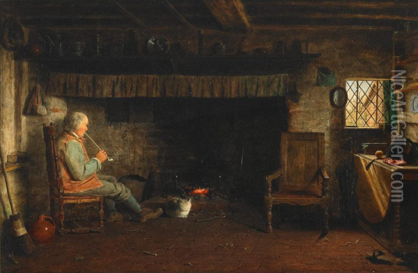 Quiet Evening By The Fire Oil Painting - Frederick Daniel Hardy