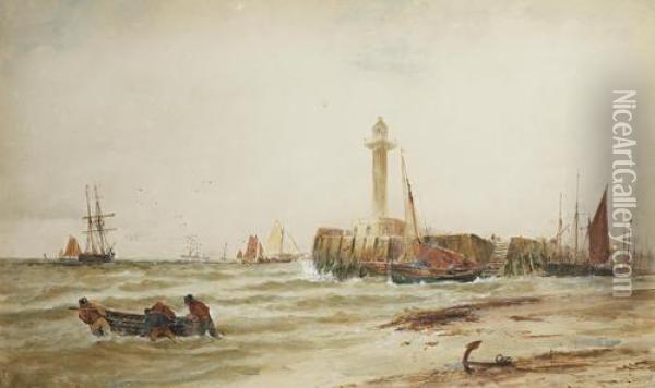The Entrance To Margate Harbour Oil Painting - Thomas Bush Hardy