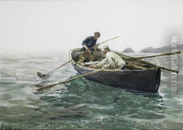 Spearing Fish Oil Painting - Charles Napier Hemy