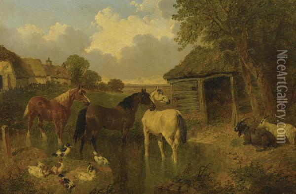 A Farmyard Oil Painting - John Frederick Herring Snr