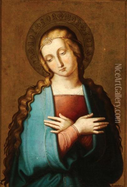 The Virgin At Prayer Oil Painting - Gottfried Herrmann Sagstaetter