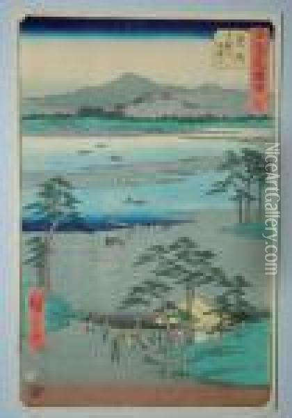 Serie Du Tsutaya Tokaido Oil Painting - Utagawa or Ando Hiroshige