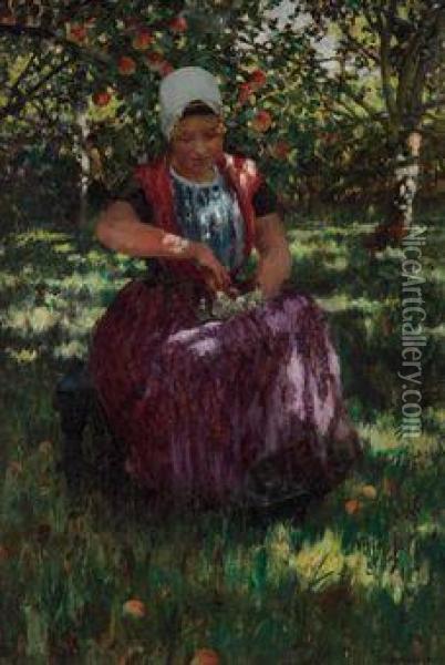 In The Orchard Oil Painting - George Hitchcock
