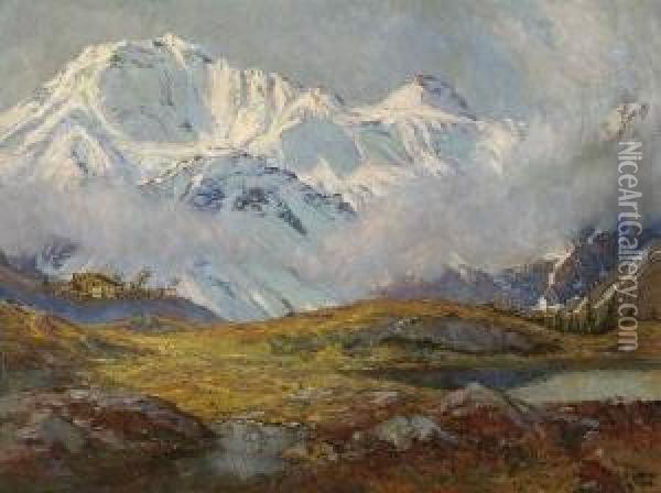 Herbstmorgen Am Simplonpass. Oil Painting - Franz Xaver Hoch