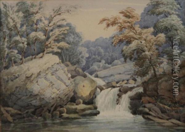 Waterfall Scene Oil Painting - John Barr Clarke Hoyte