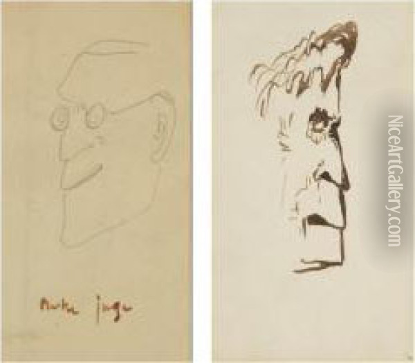 Deux Caricatures : Un Juge; Et Profil D'homme Tourne Vers La Gauche Oil Painting - Victor Hugo