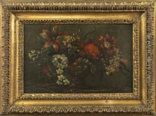Bouquet De Fleurs Dans Un Vase. Oil Painting - Pierre-Nicolas Huillot