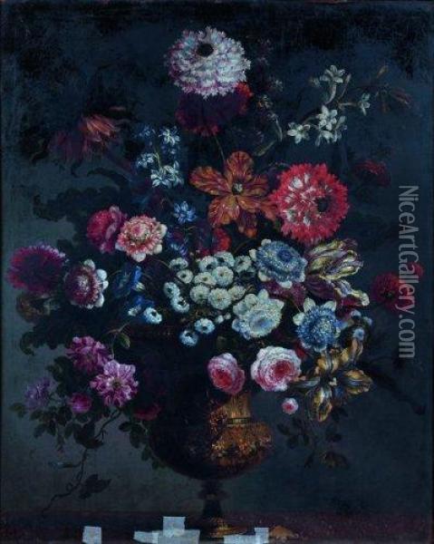 Bouquet De Fleurs Dans Un Vase Oil Painting - Pierre-Nicolas Huillot