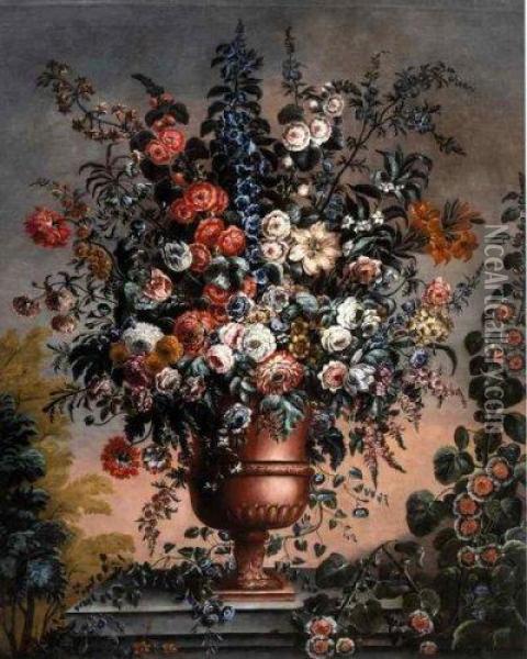 Bouquet De Fleurs Sur Un Entablement 
Huile Sur Toile Oil Painting - Pierre-Nicolas Huillot