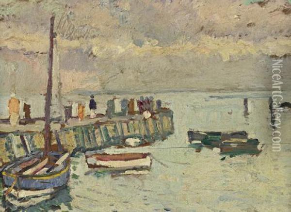 Largo Harbour Oil Painting - George Leslie Hunter