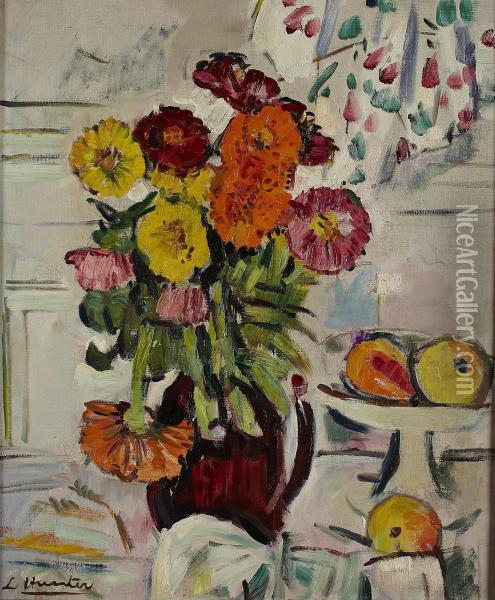 Still Life Of Mixed Flowers Oil Painting - George Leslie Hunter