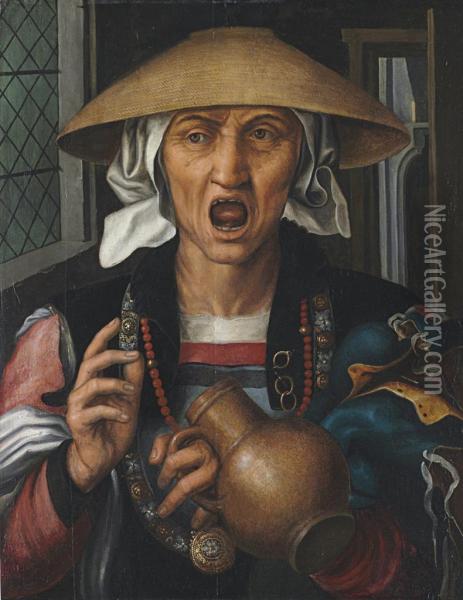 A Woman Enraged Oil Painting - Pieter Huys