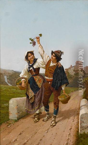 On The Road To The Market Oil Painting - Filippo Indoni