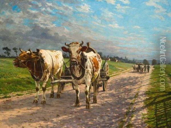 Attelage De Boeufs Oil Painting - Adolphe Jacobs