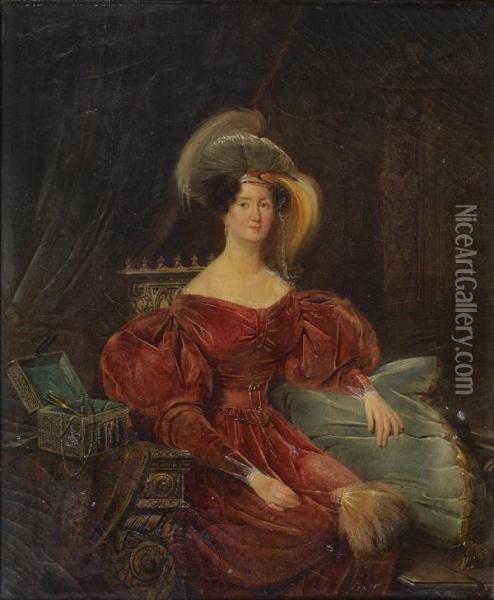 Portrait De Madame Du Rozier Oil Painting - Claude Jacquand
