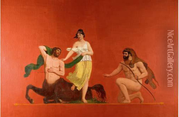 Hercule Et Le Centaure Nessus Oil Painting - Adolphe Jourdan