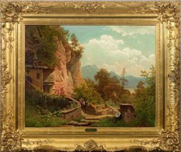 Landschaftsmotiv Aus Dem Bayerischen Gebirge Oil Painting - Carl Jungheim