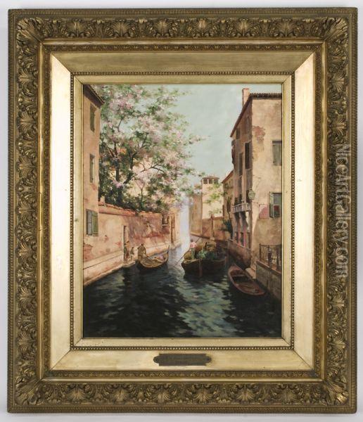 A Venetian Canal Scene Oil Painting - William Castle Keith