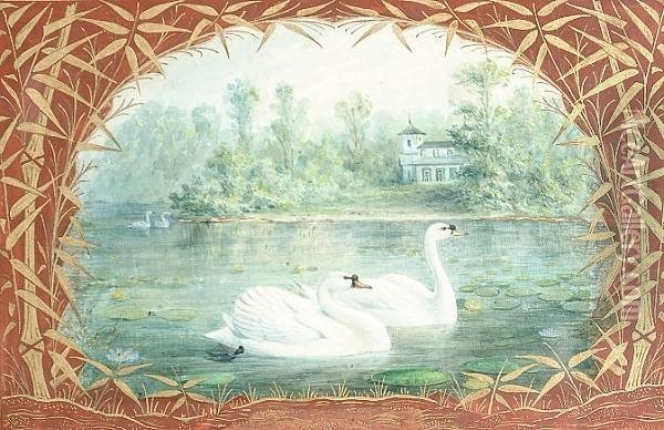 Swans; Coots; Mallards Oil Painting - Johan Gerard Keulemans