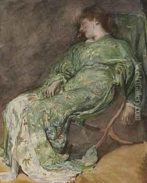 Sleep (study Of Female Figure Asleep) Oil Painting - John La Farge