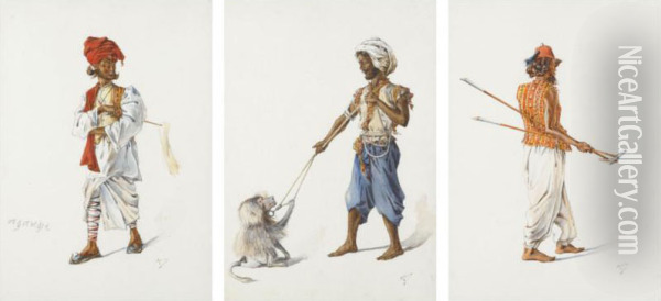 A Collection Of Twelve Watercolours Of Indian Subjects Oil Painting - Alfred Crowdy Lovett