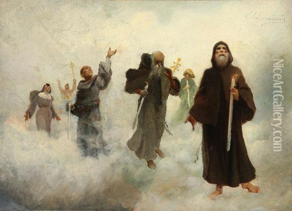 Communion Of Saints Oil Painting - Evariste Luminais