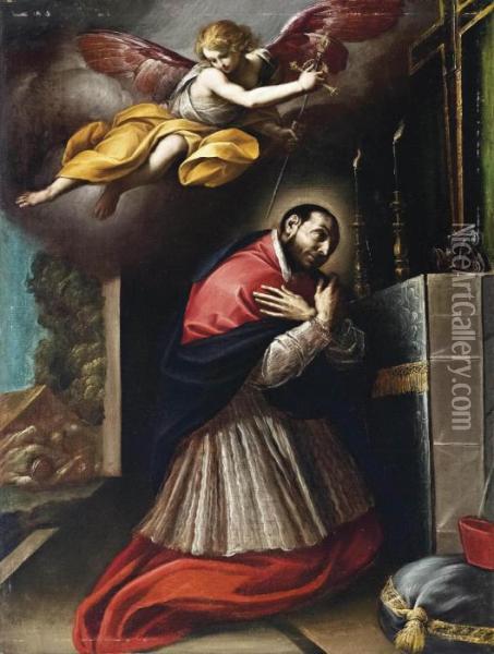 Estasi Di San Carlo Borromeo Oil Painting - Maestro Del San Sebastiano Monti