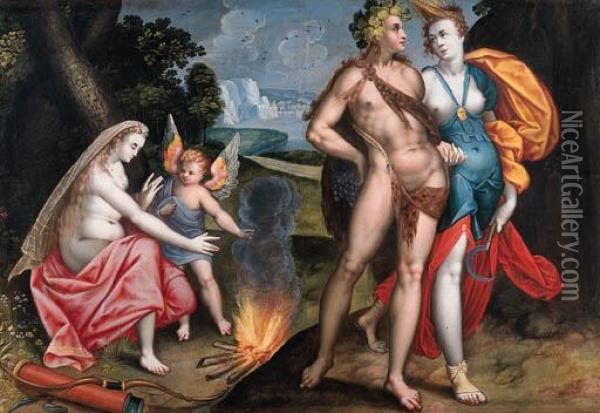 Sine Baccho Et Cerere Friget Venus Oil Painting - Maestro Rudolfino