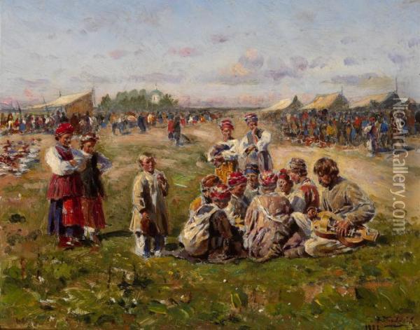 The Village Fair Oil Painting - Vladimir Egorovic Makovsky