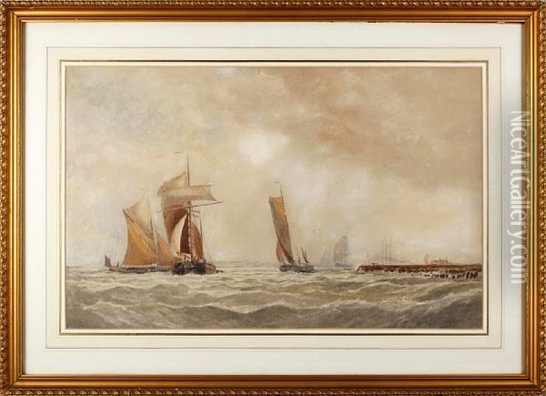 Fishing Fleet Off The Coast Oil Painting - Walter William May