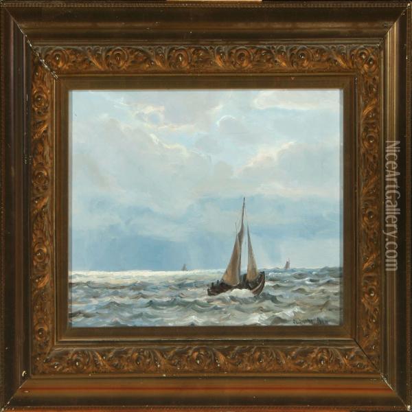 Seascape Withsailing Ships Oil Painting - Ludvig Mogelgaard