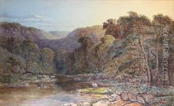 Evening, River Scene, Near Criccieth, North Wales Oil Painting - Rosa Muller
