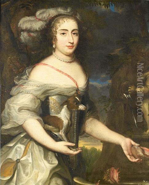 Portrait Of A Lady, Three-quarter-length, As Diana Oil Painting - Jan Mytens